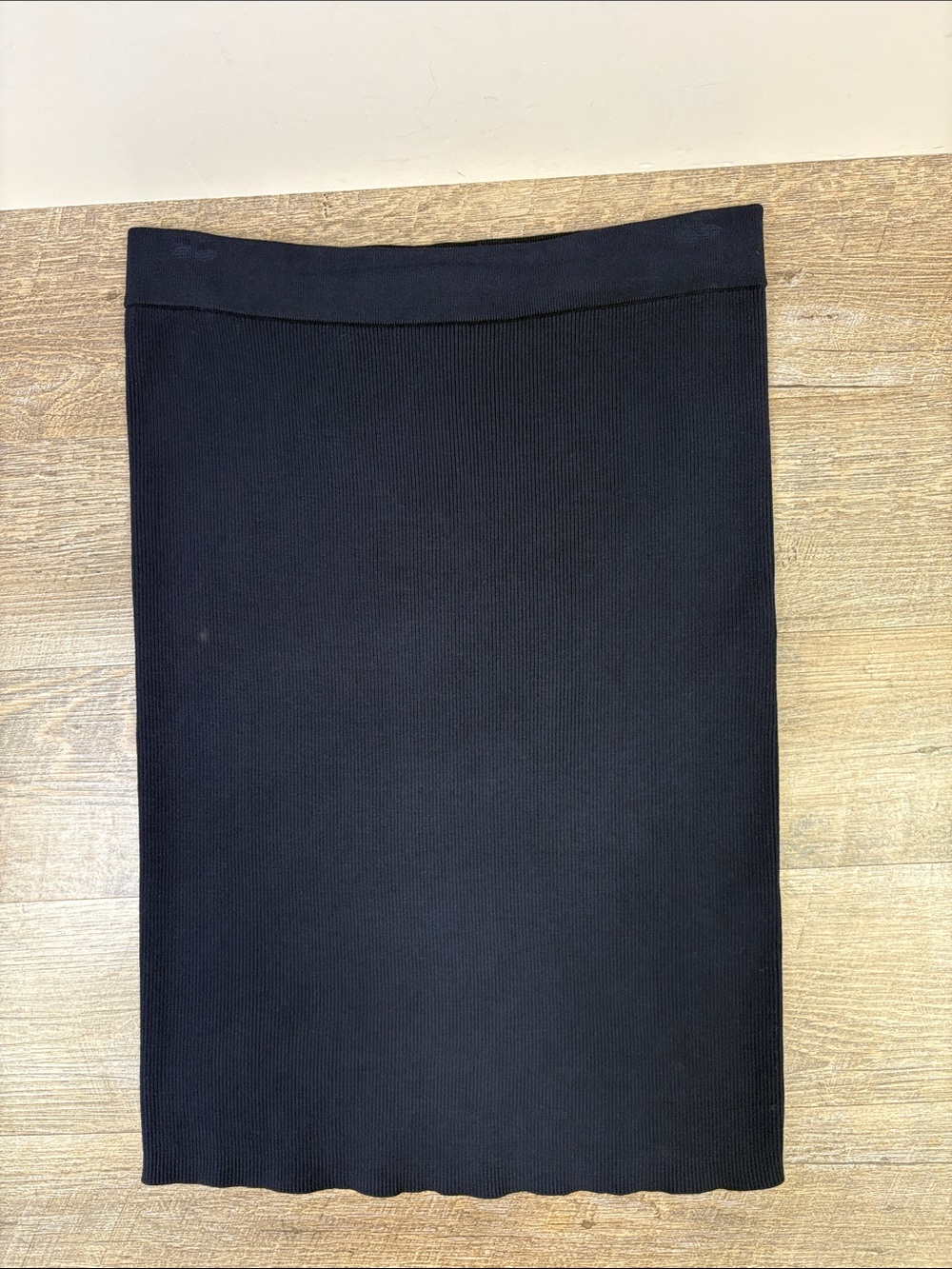 DKNY Navy Blue Ribbed Knit Midi Pencil Skirt Size Large